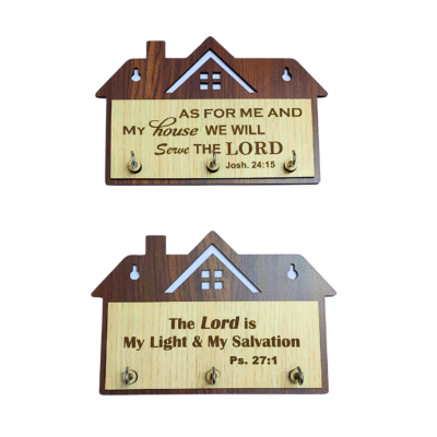 House shaped Key Holder with Bible Verses, Wall key hanger, set of 2 nos (Code CH-200) - Image 2