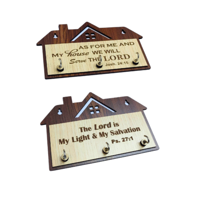 House shaped Key Holder with Bible Verses, Wall key hanger, set of 2 nos (Code CH-200)