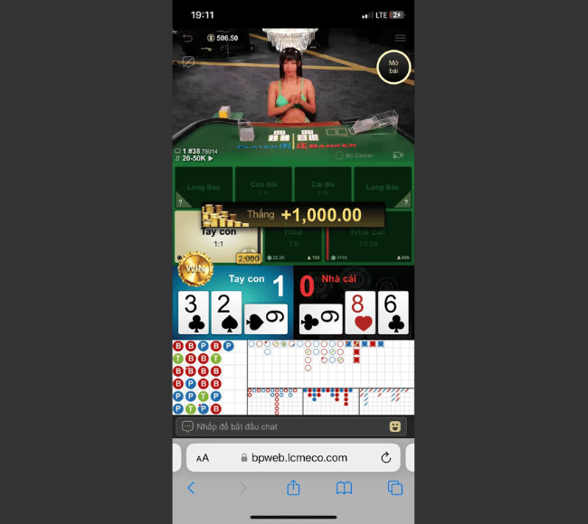 Kết quả thắng cược baccarat cơm gạo đều tay và rút tiền thành công tại Nohu90